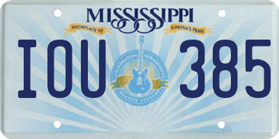 MS license plate IOU385