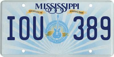 MS license plate IOU389