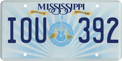 MS license plate IOU392