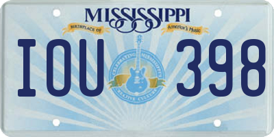 MS license plate IOU398