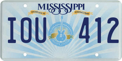 MS license plate IOU412