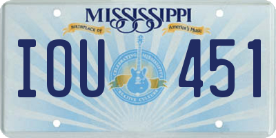 MS license plate IOU451