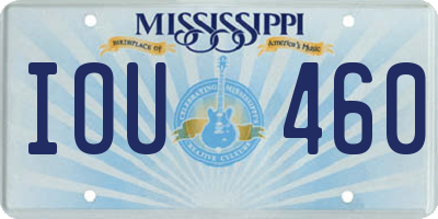 MS license plate IOU460