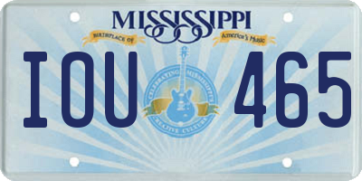 MS license plate IOU465