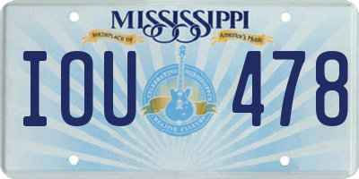 MS license plate IOU478