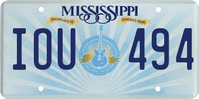 MS license plate IOU494
