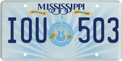 MS license plate IOU503