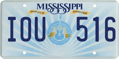 MS license plate IOU516