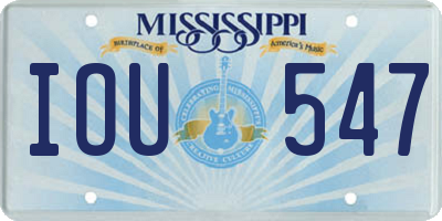 MS license plate IOU547