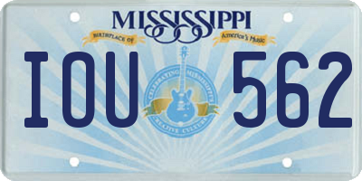 MS license plate IOU562