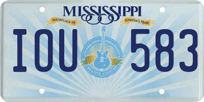MS license plate IOU583