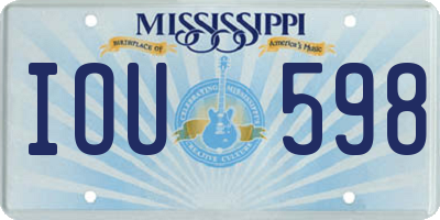 MS license plate IOU598