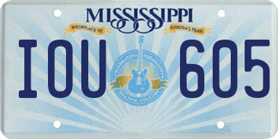 MS license plate IOU605