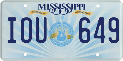 MS license plate IOU649