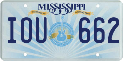 MS license plate IOU662