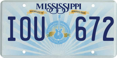 MS license plate IOU672