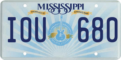 MS license plate IOU680