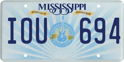 MS license plate IOU694
