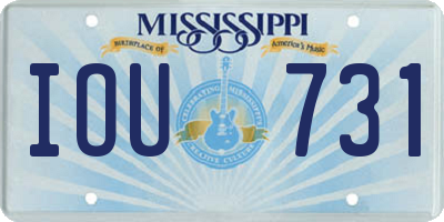 MS license plate IOU731
