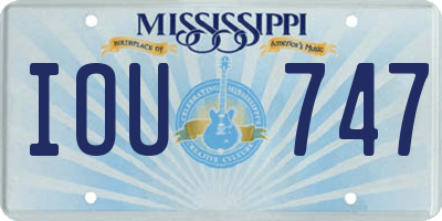 MS license plate IOU747