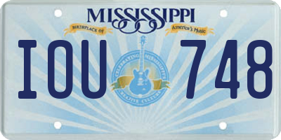 MS license plate IOU748