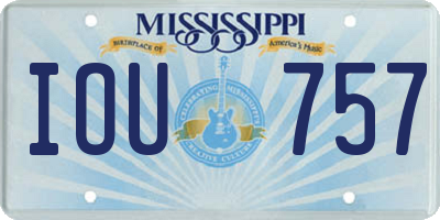 MS license plate IOU757