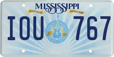 MS license plate IOU767