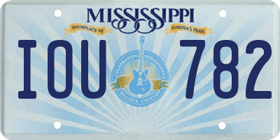 MS license plate IOU782