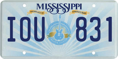 MS license plate IOU831