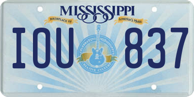 MS license plate IOU837