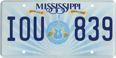 MS license plate IOU839