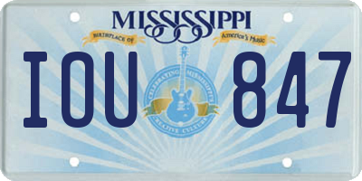 MS license plate IOU847