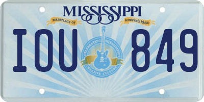 MS license plate IOU849
