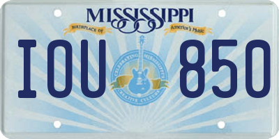 MS license plate IOU850
