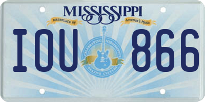 MS license plate IOU866