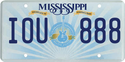 MS license plate IOU888