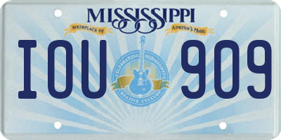 MS license plate IOU909