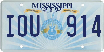 MS license plate IOU914