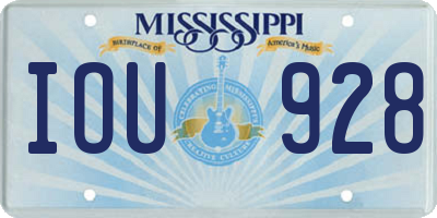 MS license plate IOU928