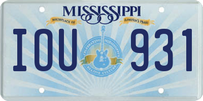 MS license plate IOU931
