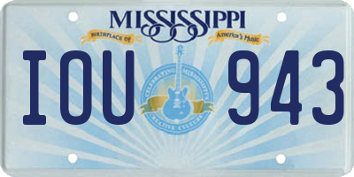 MS license plate IOU943