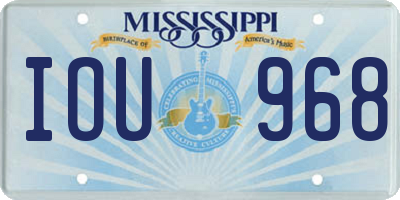 MS license plate IOU968