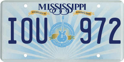 MS license plate IOU972