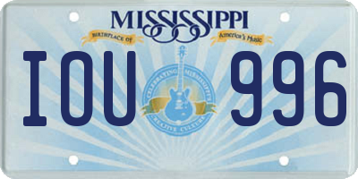 MS license plate IOU996