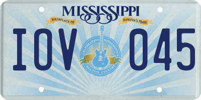 MS license plate IOV045