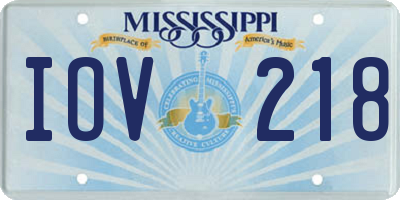 MS license plate IOV218