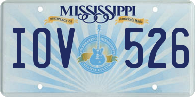 MS license plate IOV526