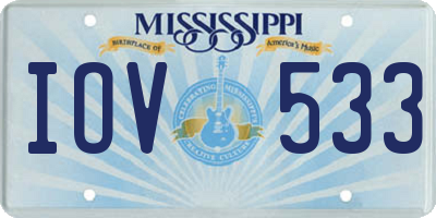 MS license plate IOV533