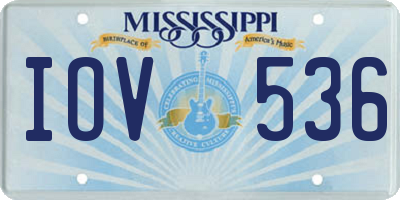MS license plate IOV536