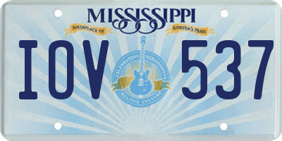 MS license plate IOV537
